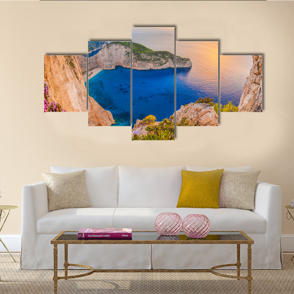 The Navagio Beach With The Shipwreck On Zakynthois In Greece Multi Panel Canvas Wall Art