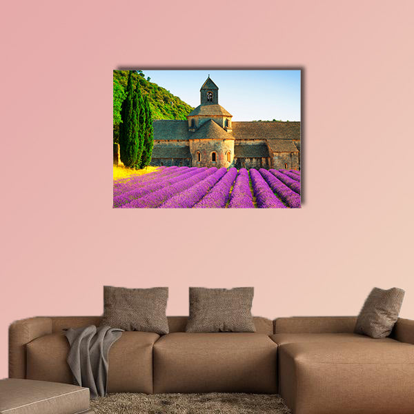Abbey of Senanque and blooming rows multi panel canvas wall art