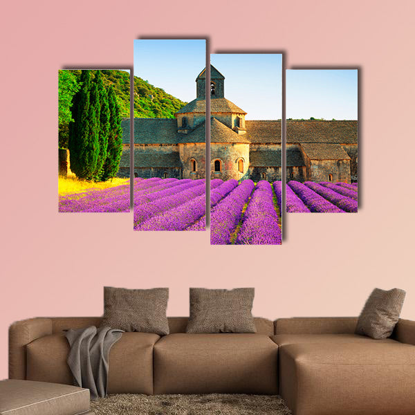 Abbey of Senanque and blooming rows multi panel canvas wall art