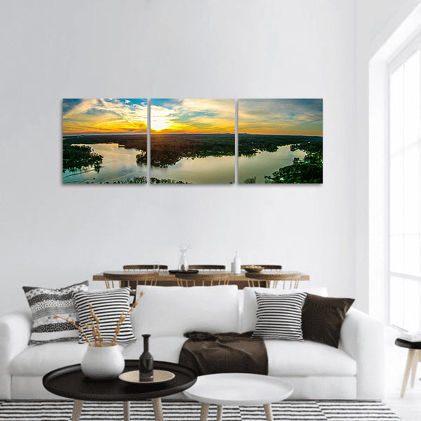 Sunset over lake wylie south carolina panoramic canvas wall art