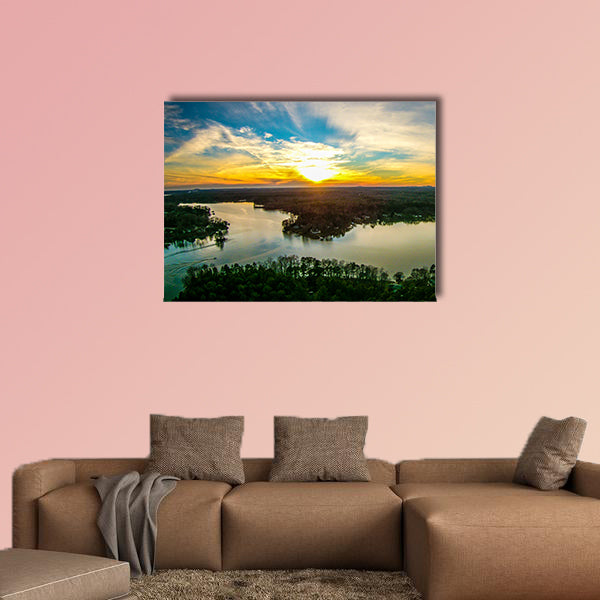 Beautiful sunset over Lake Wyllie South Carolina multi panel canvas wall art
