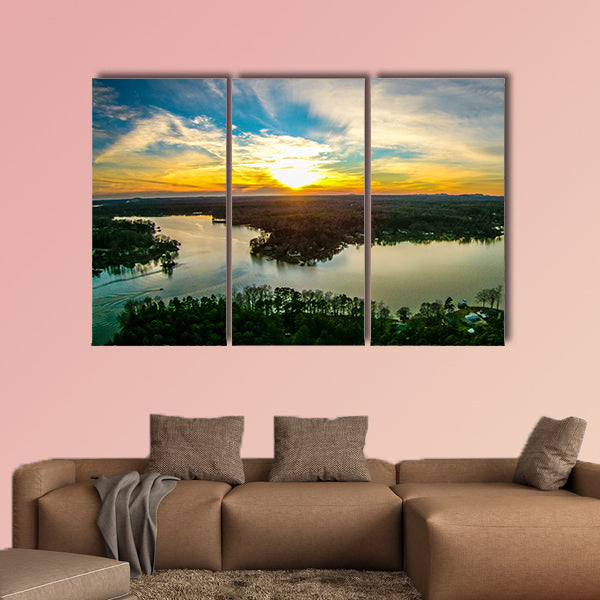 Beautiful sunset over Lake Wyllie South Carolina multi panel canvas wall art