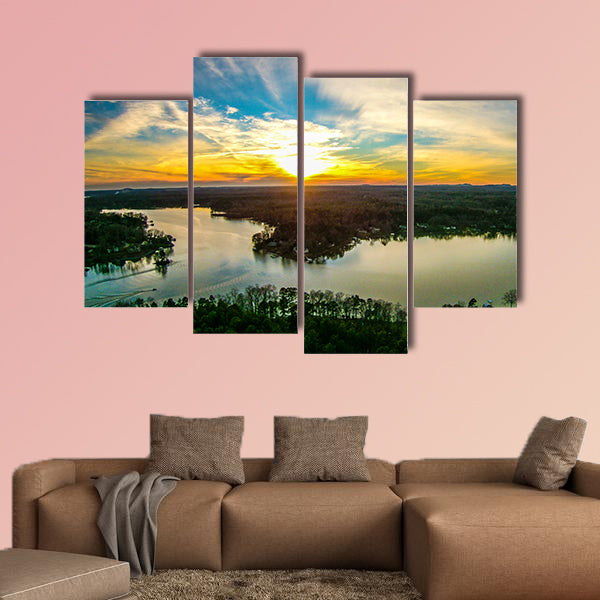 Beautiful sunset over Lake Wyllie South Carolina multi panel canvas wall art