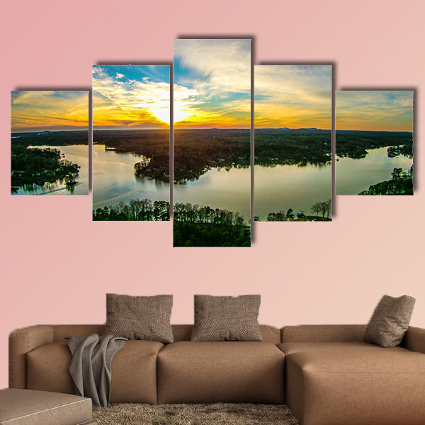 Beautiful sunset over Lake Wyllie South Carolina multi panel canvas wall art