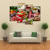 Appetizers on a wooden cutting board Multi panel canvas wall art