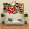 Appetizers on a wooden cutting board Multi panel canvas wall art