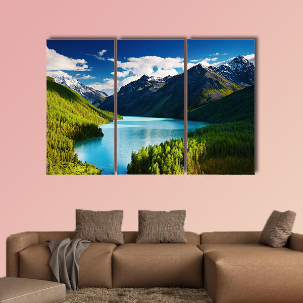 Beautiful turquoise Lake Kucherlinskoe in Altai Mountains Multi panel canvas wall art