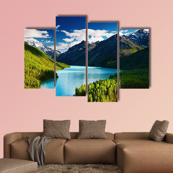 Beautiful turquoise Lake Kucherlinskoe in Altai Mountains Multi panel canvas wall art