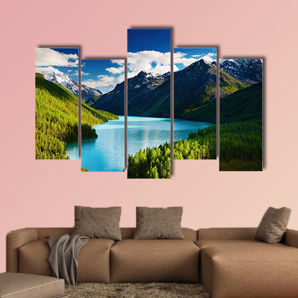 Beautiful turquoise Lake Kucherlinskoe in Altai Mountains Multi panel canvas wall art