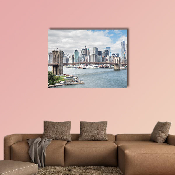 View of Brooklyn Bridge and Manhattan skyline New York wall art