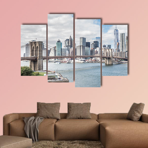 View of Brooklyn Bridge and Manhattan skyline New York wall art