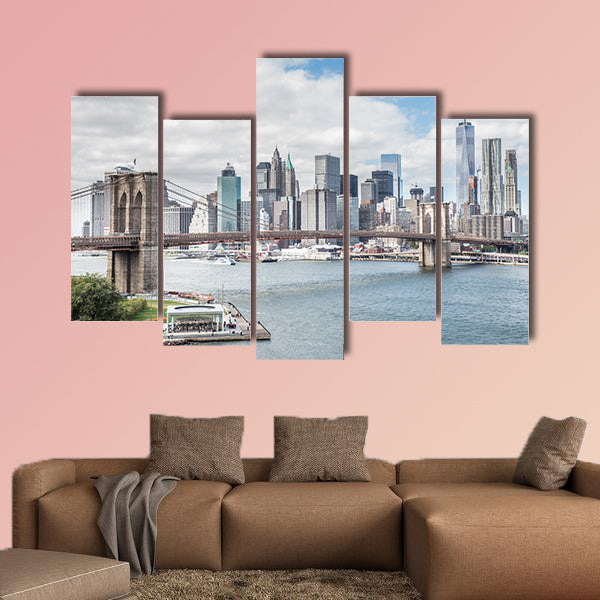 View of Brooklyn Bridge and Manhattan skyline New York wall art
