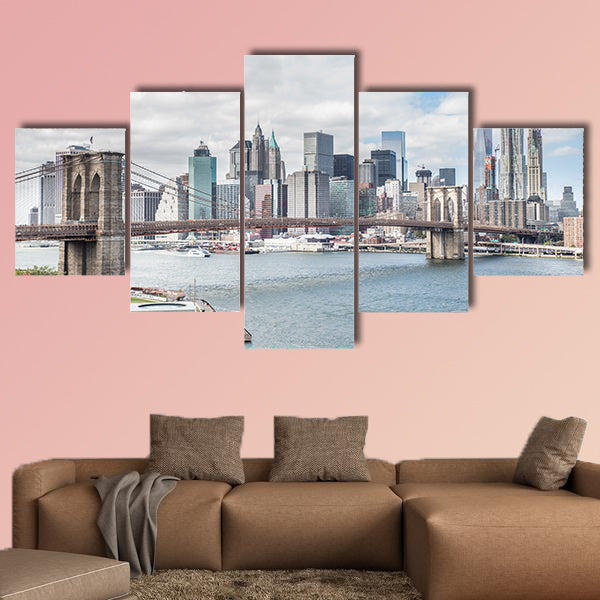 View of Brooklyn Bridge and Manhattan skyline New York wall art