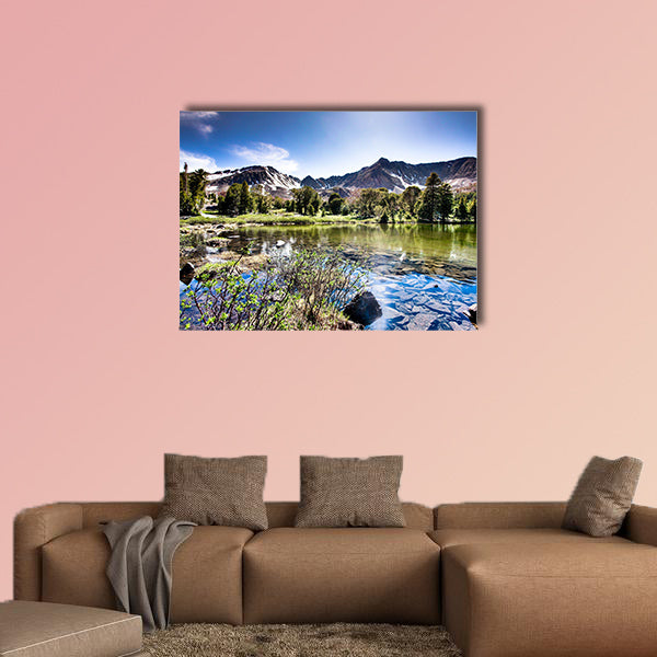 High Mountain Lake Multi panel canvas wall art.