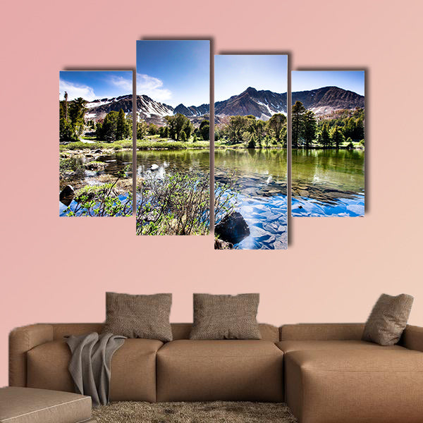 High Mountain Lake Multi panel canvas wall art.