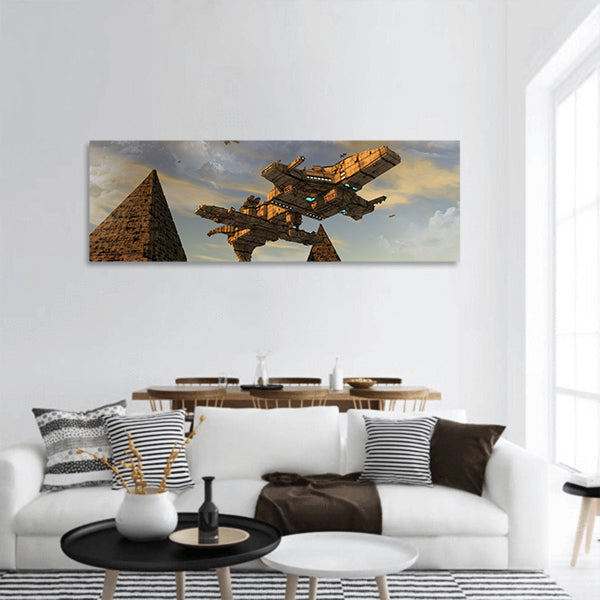 Futuristic UFO alienship panoramic canvas wall art