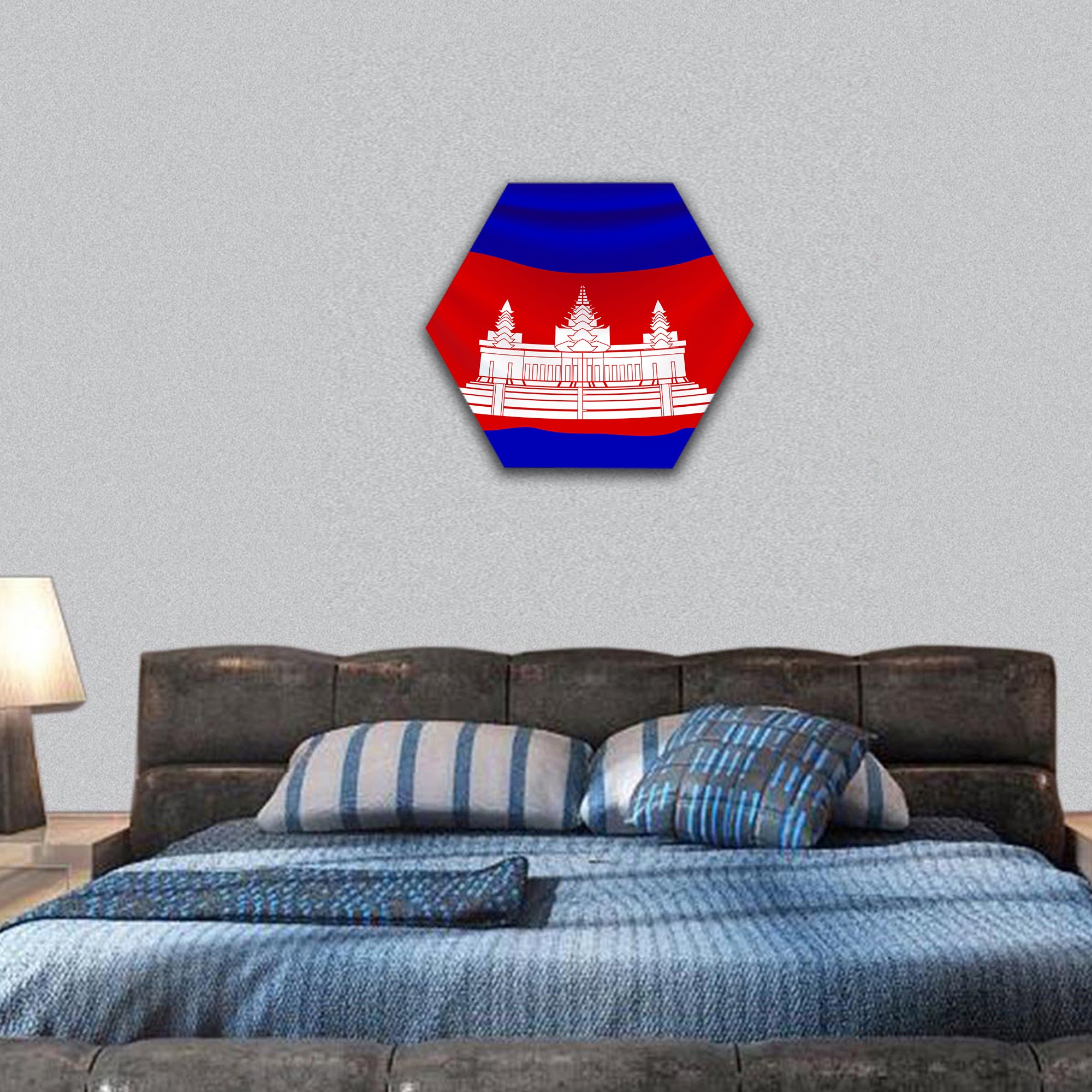 Flag of Cambodia  hexagonal canvas wall art