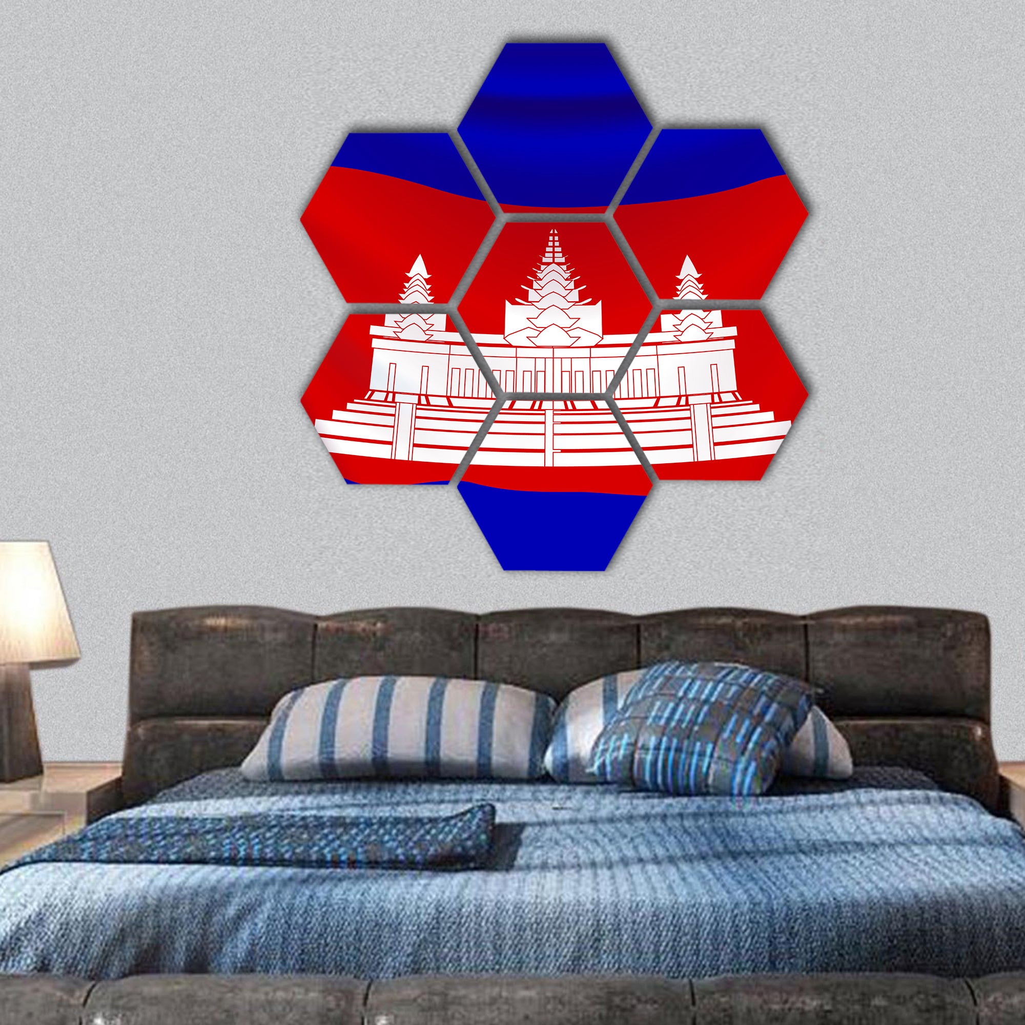 Flag of Cambodia  hexagonal canvas wall art