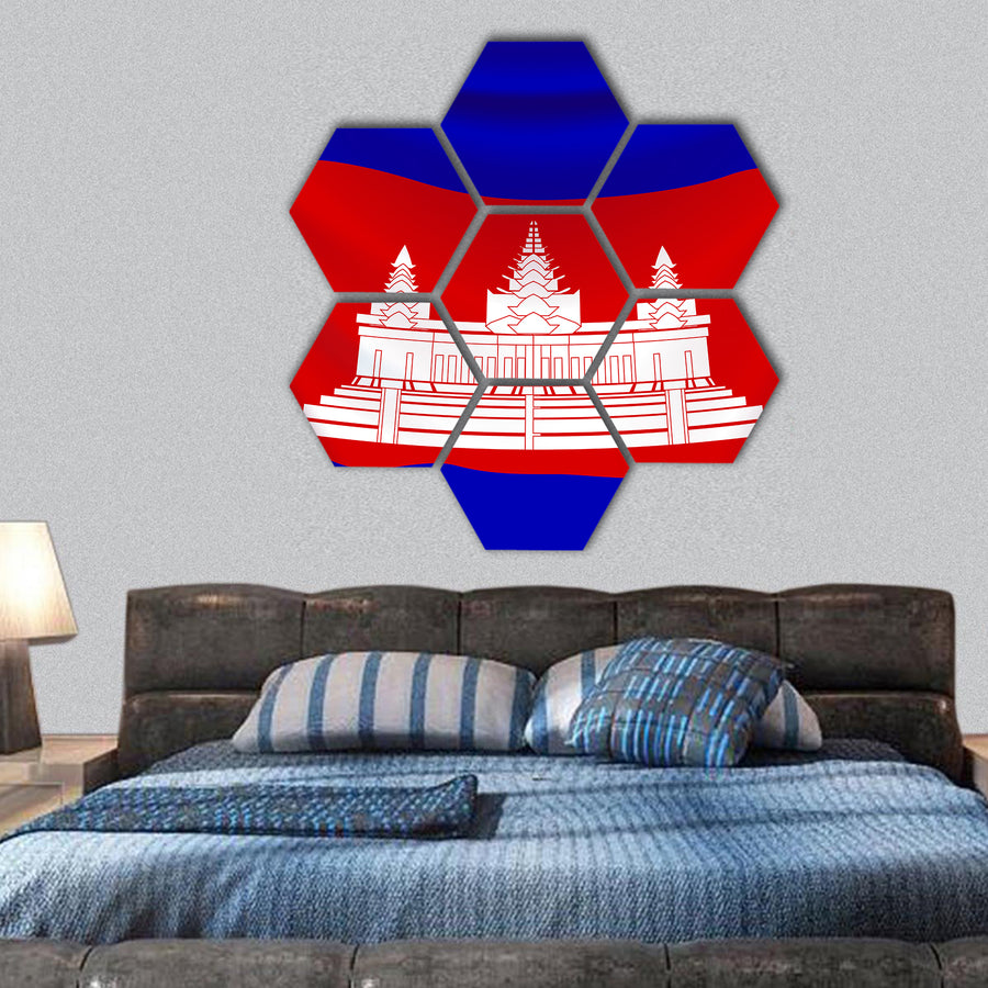 Flag of Cambodia  hexagonal canvas wall art