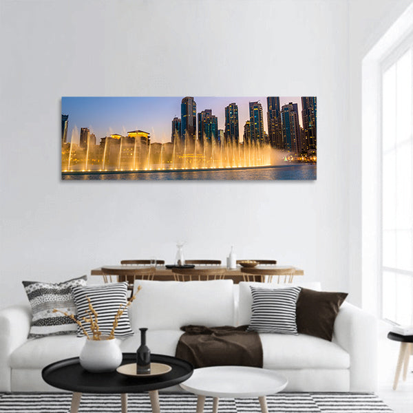Choreographed Dubai Fountain panoramic canvas wall art