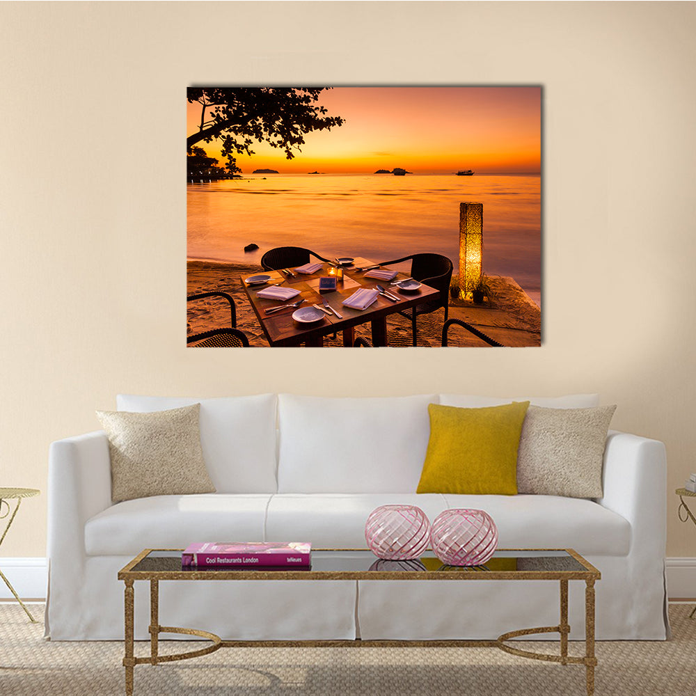 The Romantic Sunset On The Shore Of The Tropical Island In Thailand Multi Panel Canvas Wall Art