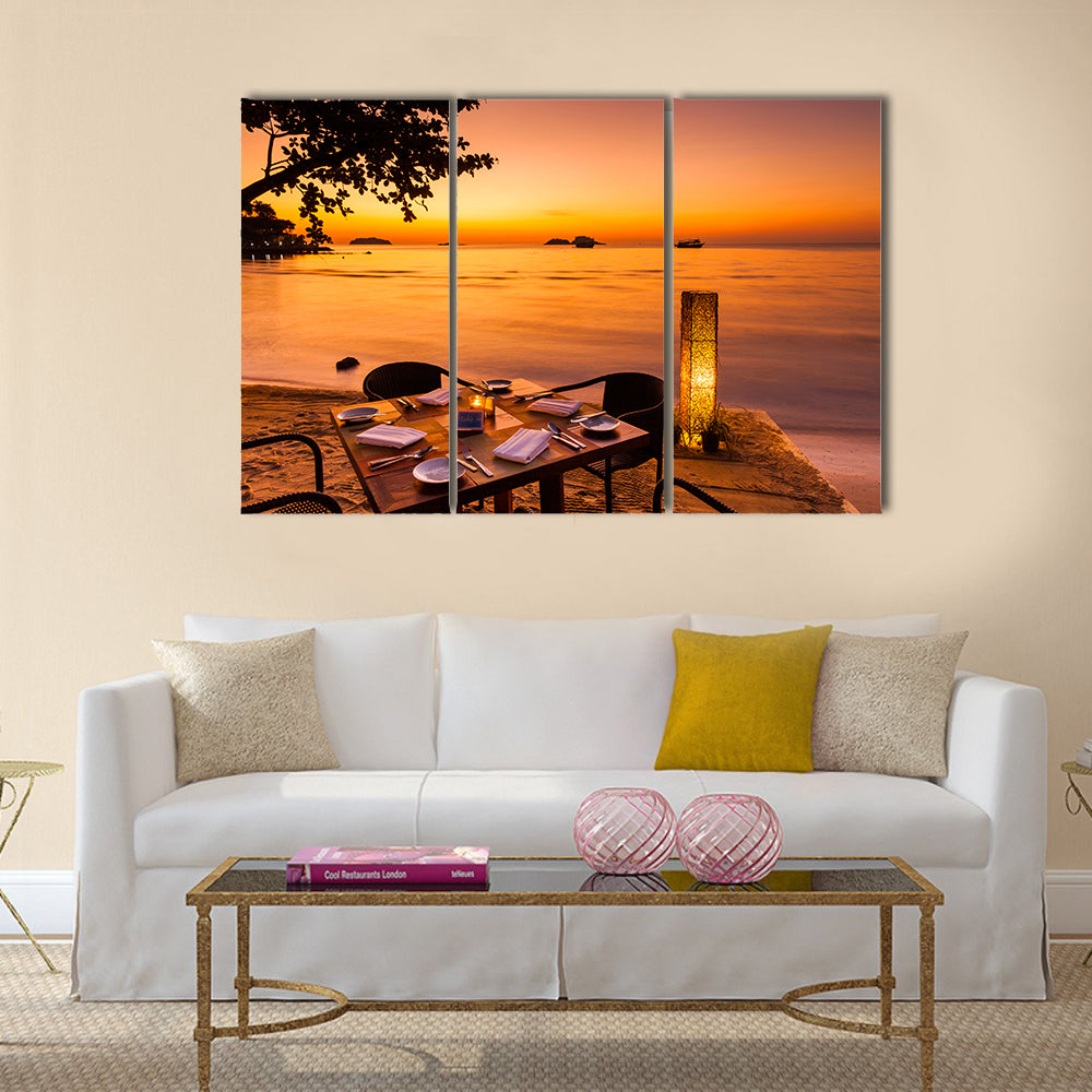 The Romantic Sunset On The Shore Of The Tropical Island In Thailand Multi Panel Canvas Wall Art