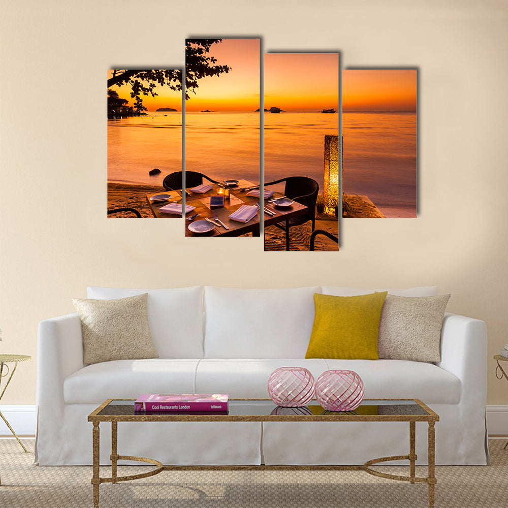 The Romantic Sunset On The Shore Of The Tropical Island In Thailand Multi Panel Canvas Wall Art