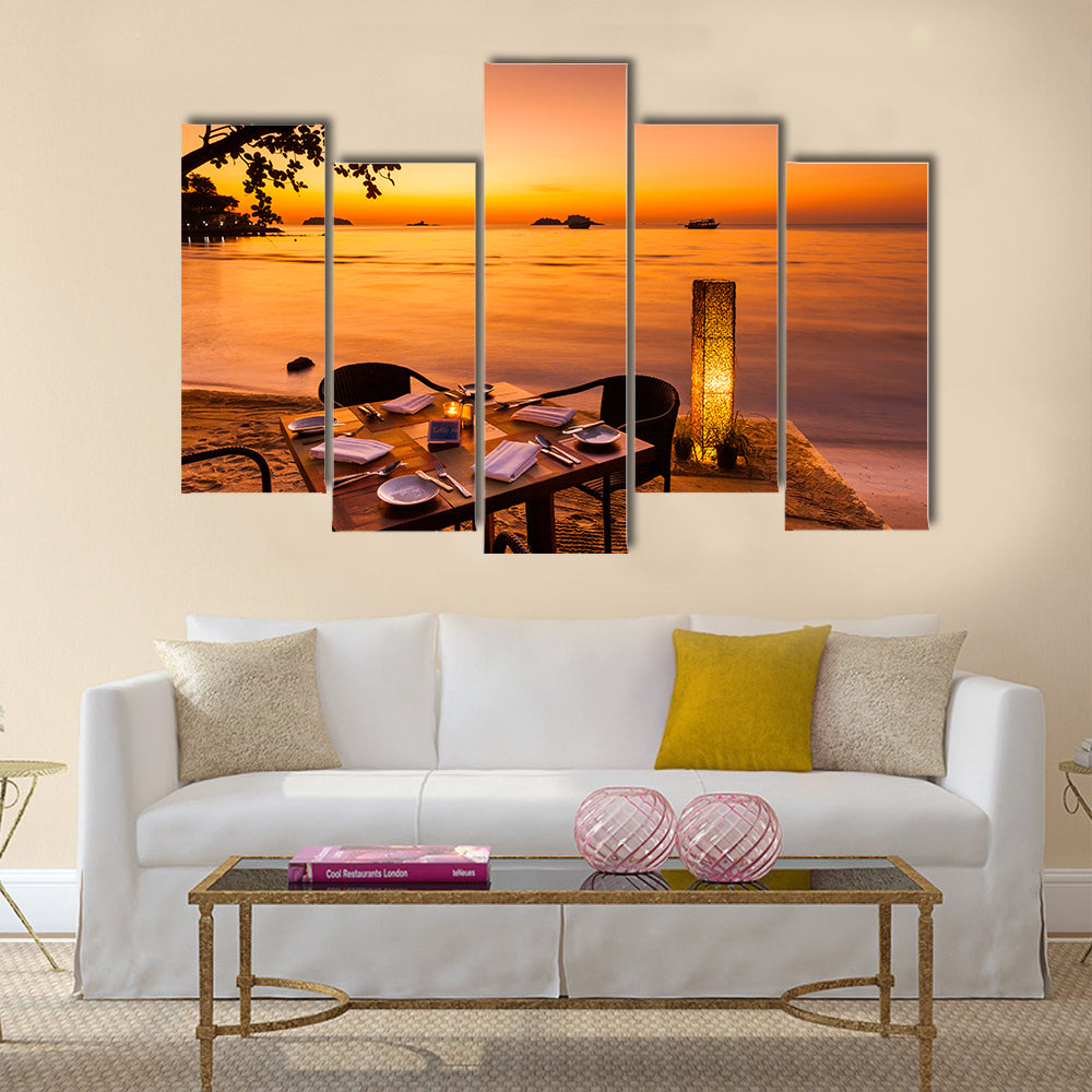 The Romantic Sunset On The Shore Of The Tropical Island In Thailand Multi Panel Canvas Wall Art