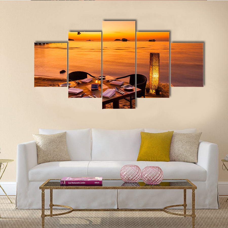 The Romantic Sunset On The Shore Of The Tropical Island In Thailand Multi Panel Canvas Wall Art