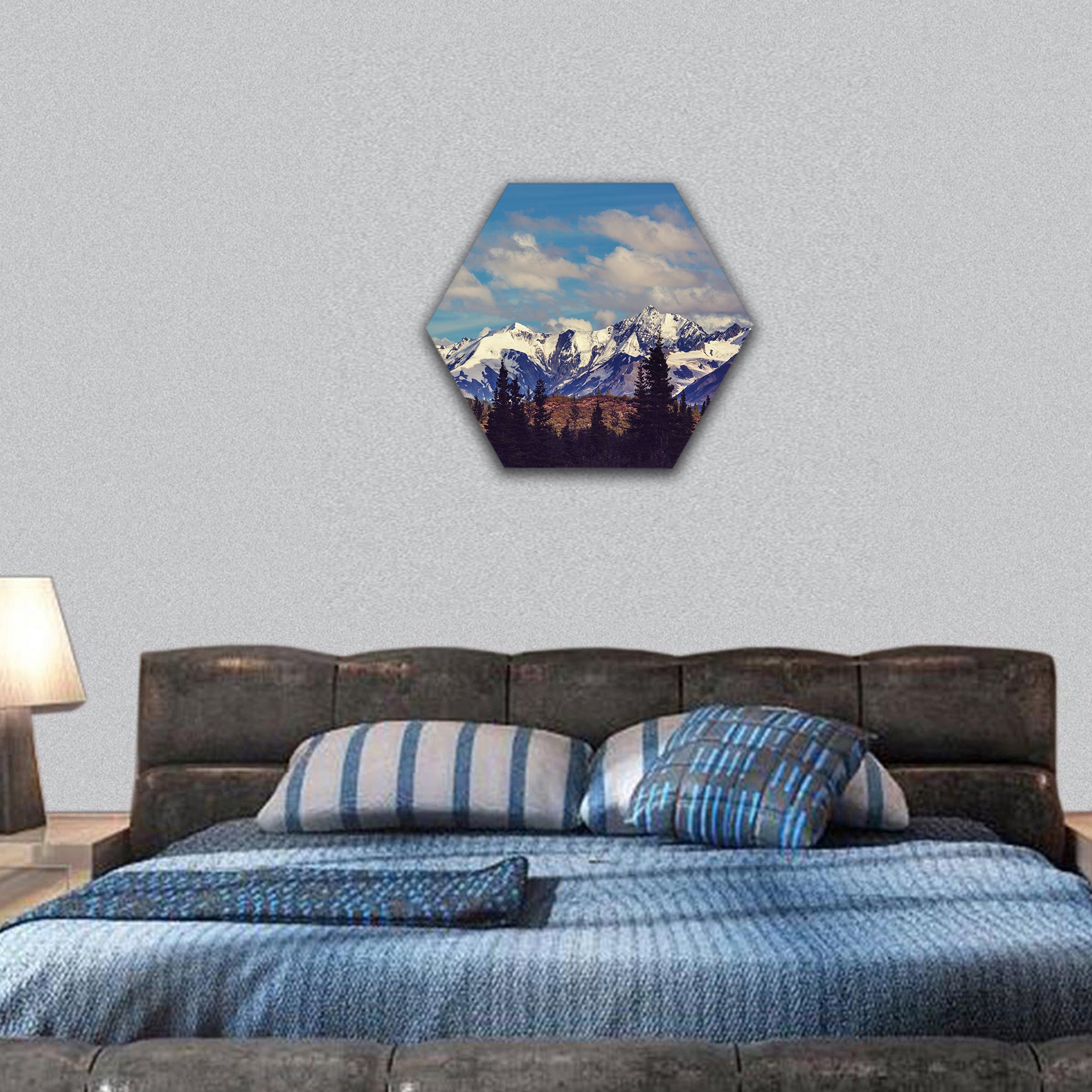 Mountains in Alaska, United States hexagonal canvas wall art