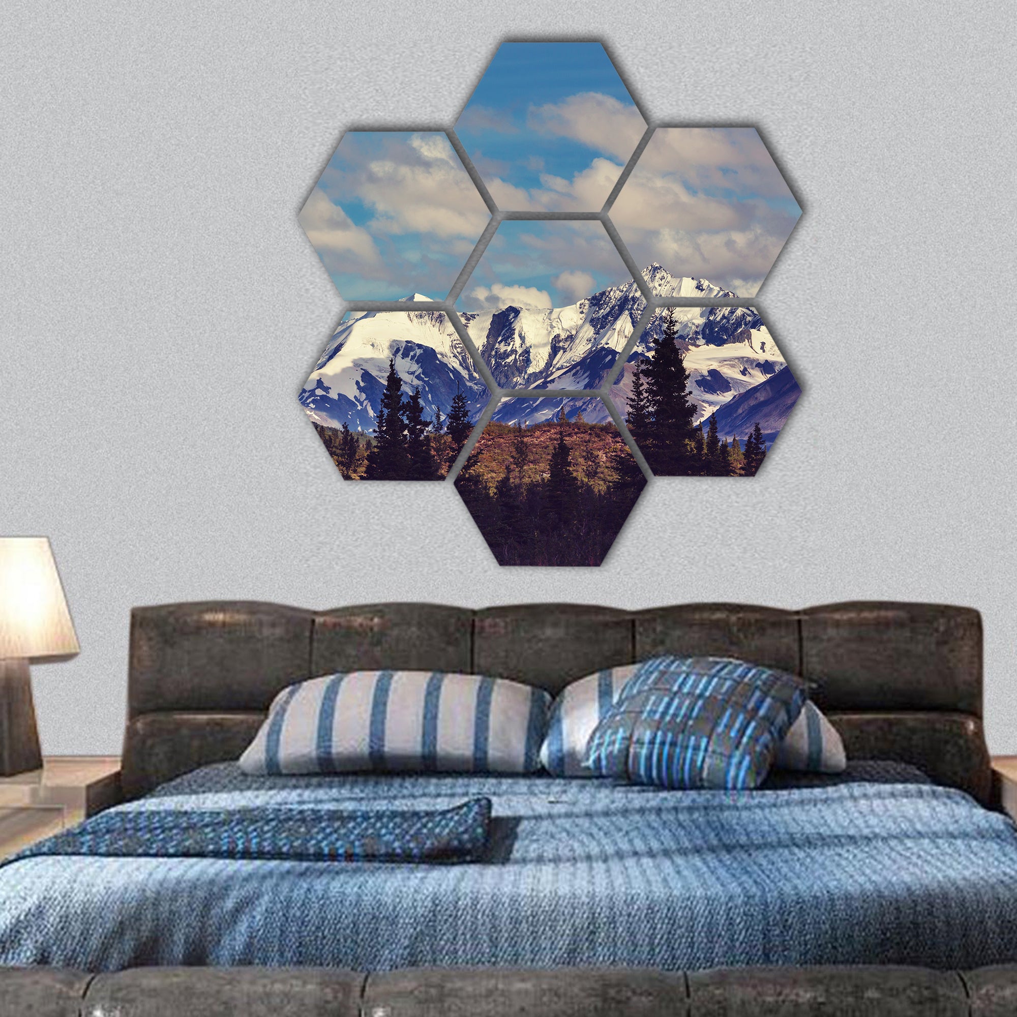 Mountains in Alaska, United States hexagonal canvas wall art