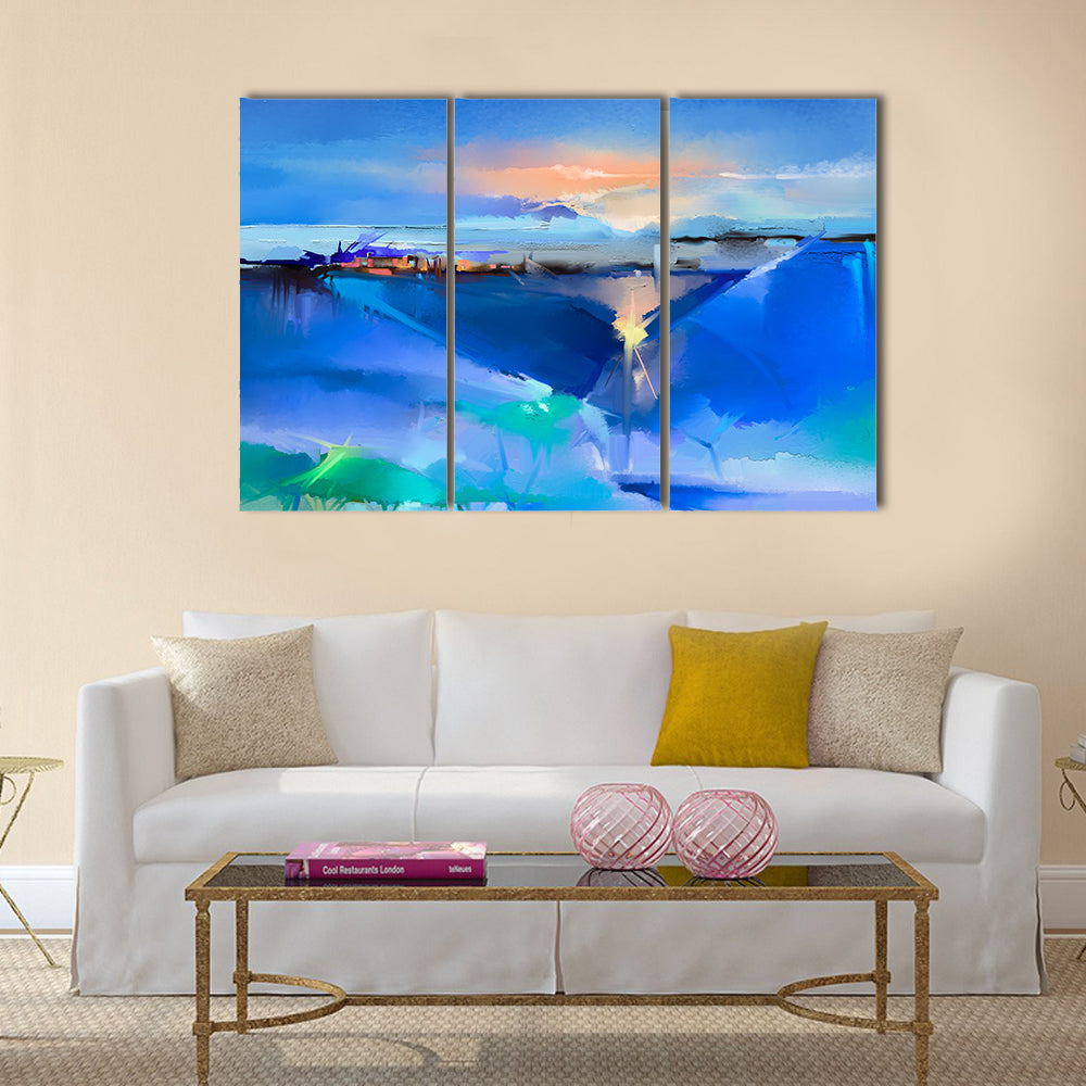 Abstract colorful oil painting landscape on canvas Multi panel canvas wall art