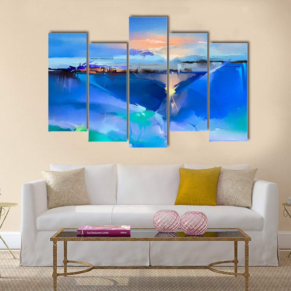 Abstract colorful oil painting landscape on canvas Multi panel canvas wall art