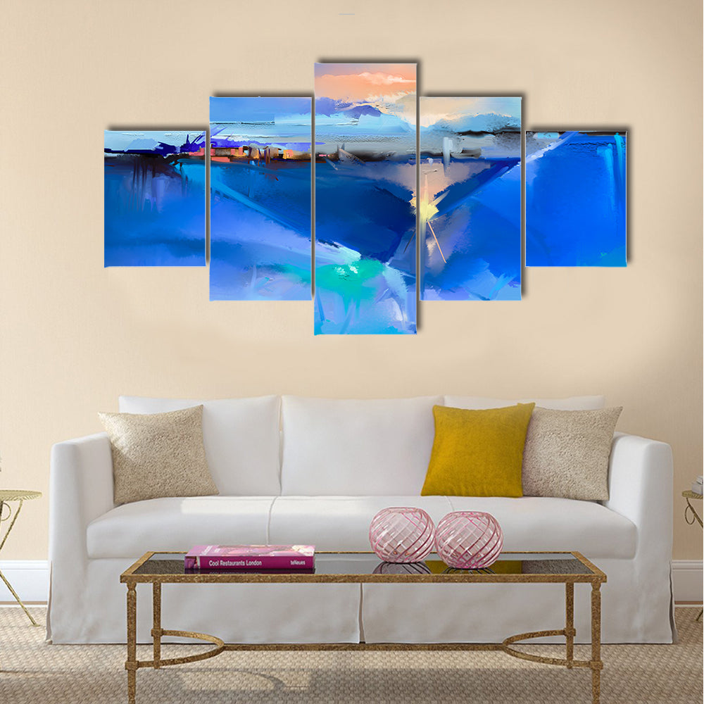 Abstract colorful oil painting landscape on canvas Multi panel canvas wall art