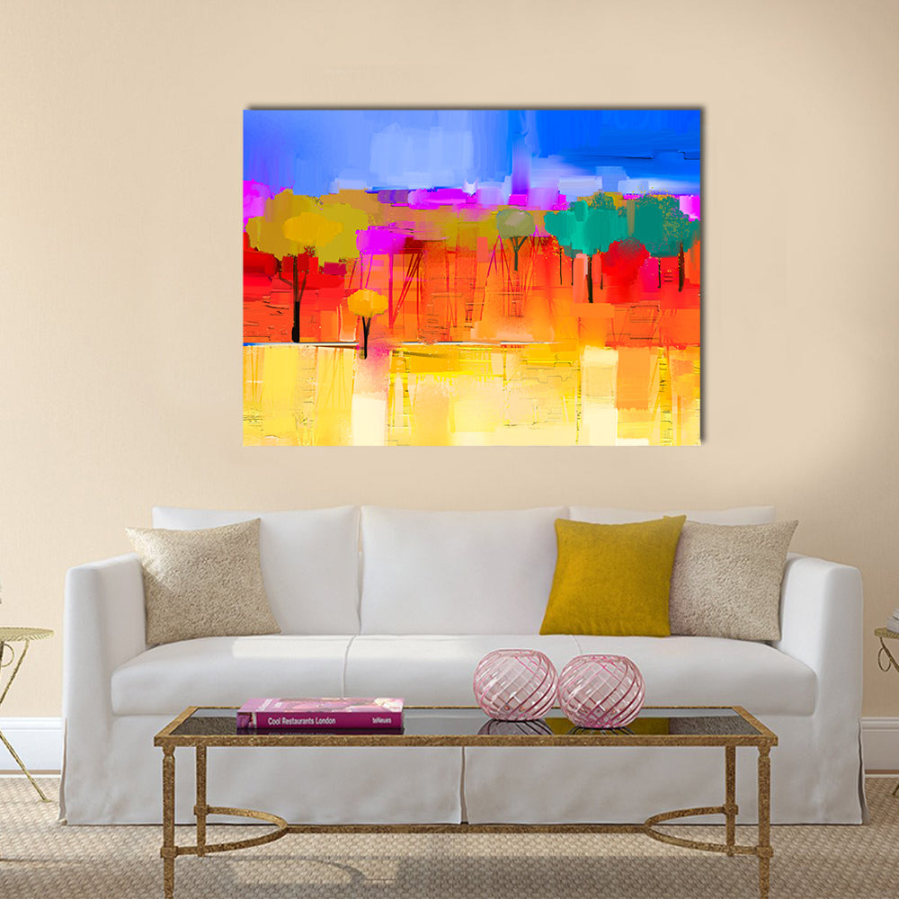 Abstract colorful oil painting landscape on canvas Multi panel canvas wall art