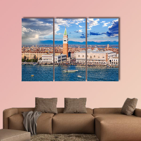 Piazza San Marco with Bell Tower and the Doge Palace multi panel canvas wall art