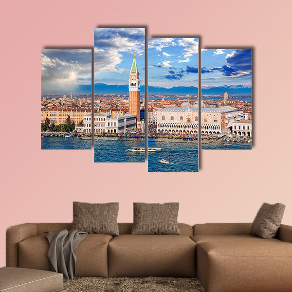Piazza San Marco with Bell Tower and the Doge Palace multi panel canvas wall art