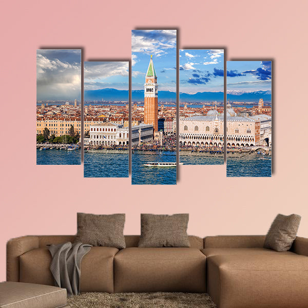 Piazza San Marco with Bell Tower and the Doge Palace multi panel canvas wall art
