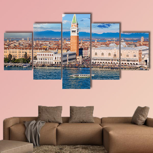 Piazza San Marco with Bell Tower and the Doge Palace multi panel canvas wall art
