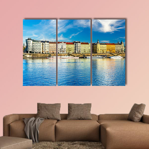 Prague, The Dancing house, Czech Republic multi panel canvas wall art