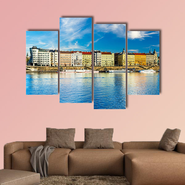 Prague, The Dancing house, Czech Republic multi panel canvas wall art