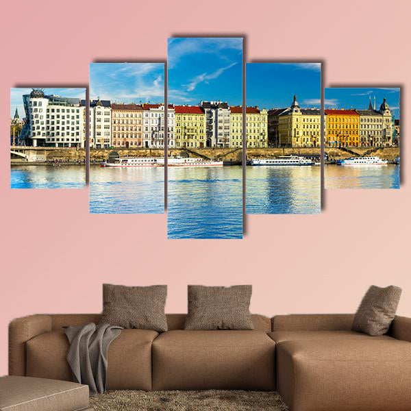 Prague, The Dancing house, Czech Republic multi panel canvas wall art