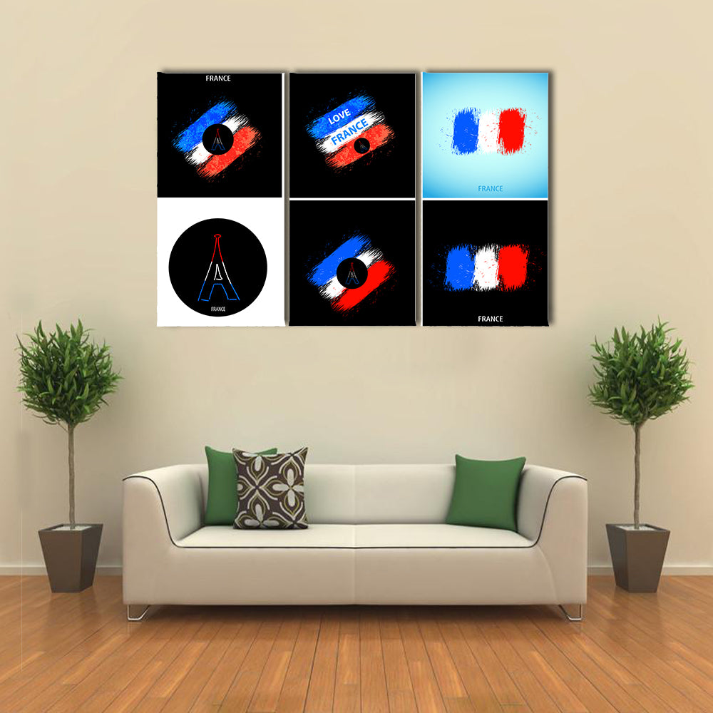 France National Flag Easy All Editable Multi Panel Canvas Wall Art