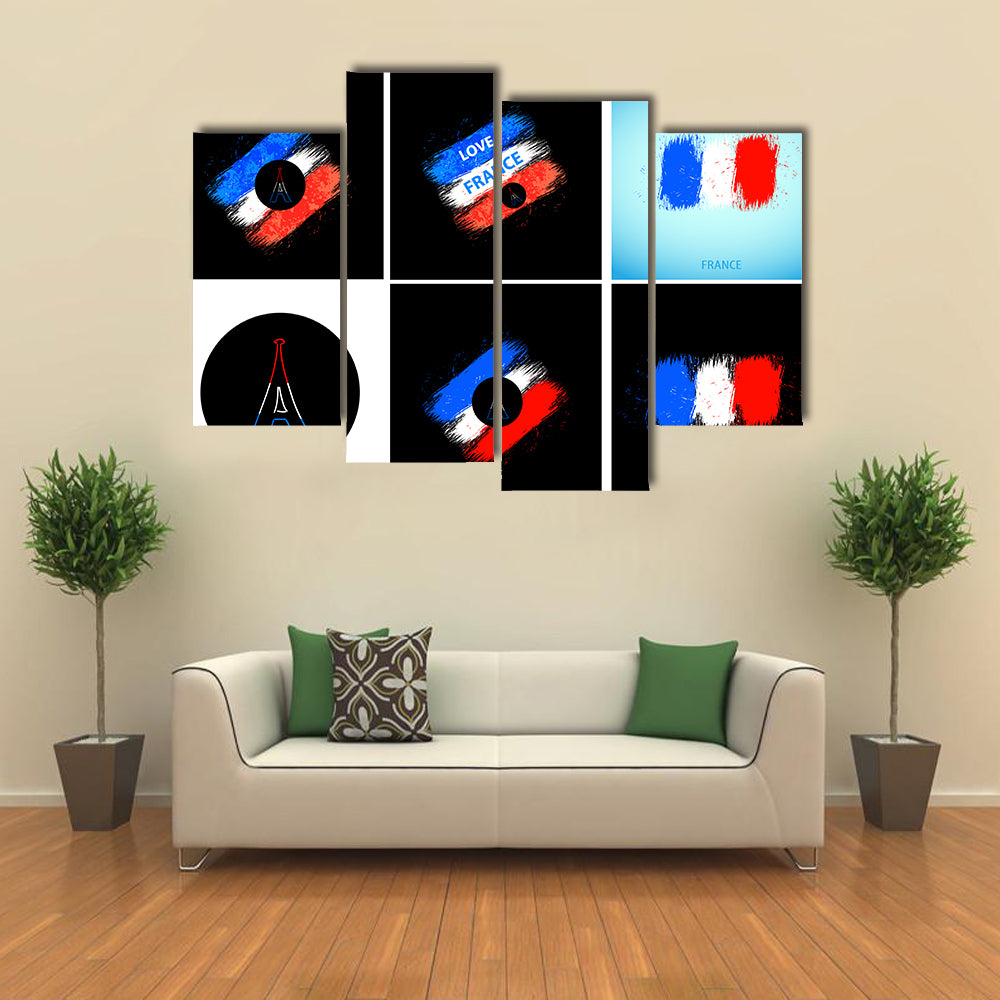 France National Flag Easy All Editable Multi Panel Canvas Wall Art
