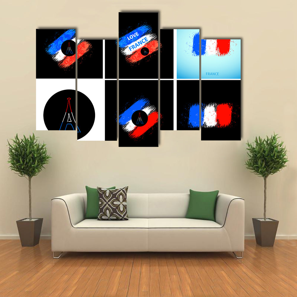 France National Flag Easy All Editable Multi Panel Canvas Wall Art