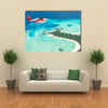 The Seaplane Flying Over The Maldives Oslands, Raaato, Multi Panel Canvas Wall Art