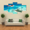 The Seaplane Flying Over The Maldives Oslands, Raaato, Multi Panel Canvas Wall Art