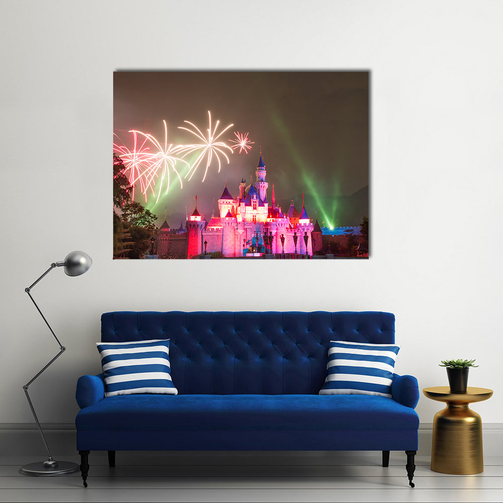Firework at Hong Kong Disneyland Multi Canvas Print Wall Art
