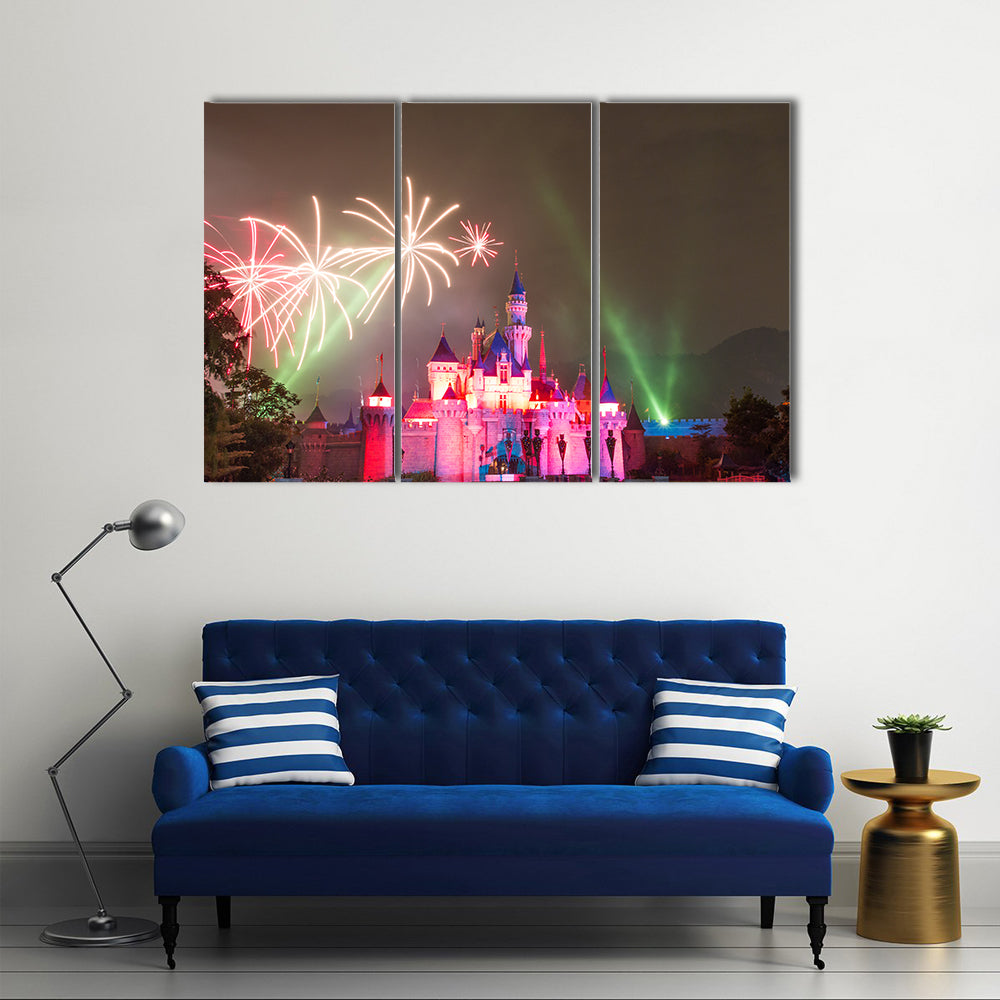 Firework at Hong Kong Disneyland Multi Canvas Print Wall Art