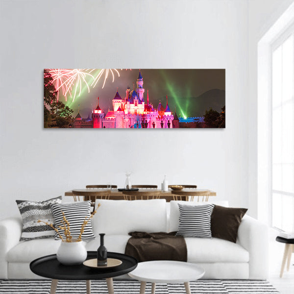 Firework at Hong Kong Disneyland Panoramic Canvas Wall Art